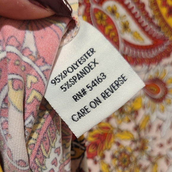 TOMMY HILFIGER PAISLEY RUFFLE SLEEVE FRONT TIE TASSELS TOP - Picture 14 of 14